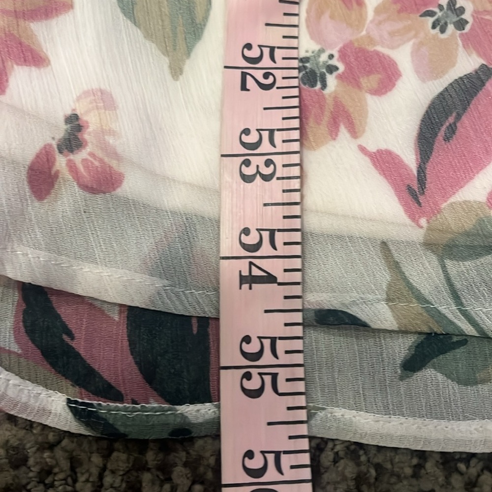 Calvin Klein Women’s Pink Floral Caplet Flutter Sleeves Maxi Chiffon Dress Sz 12 - Picture 9 of 12